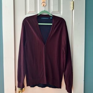 Perry Ellis Burgundy V-Neck Cardigan Sweater | XL | Classic Layering Essential